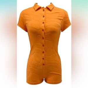 Orange button up romper